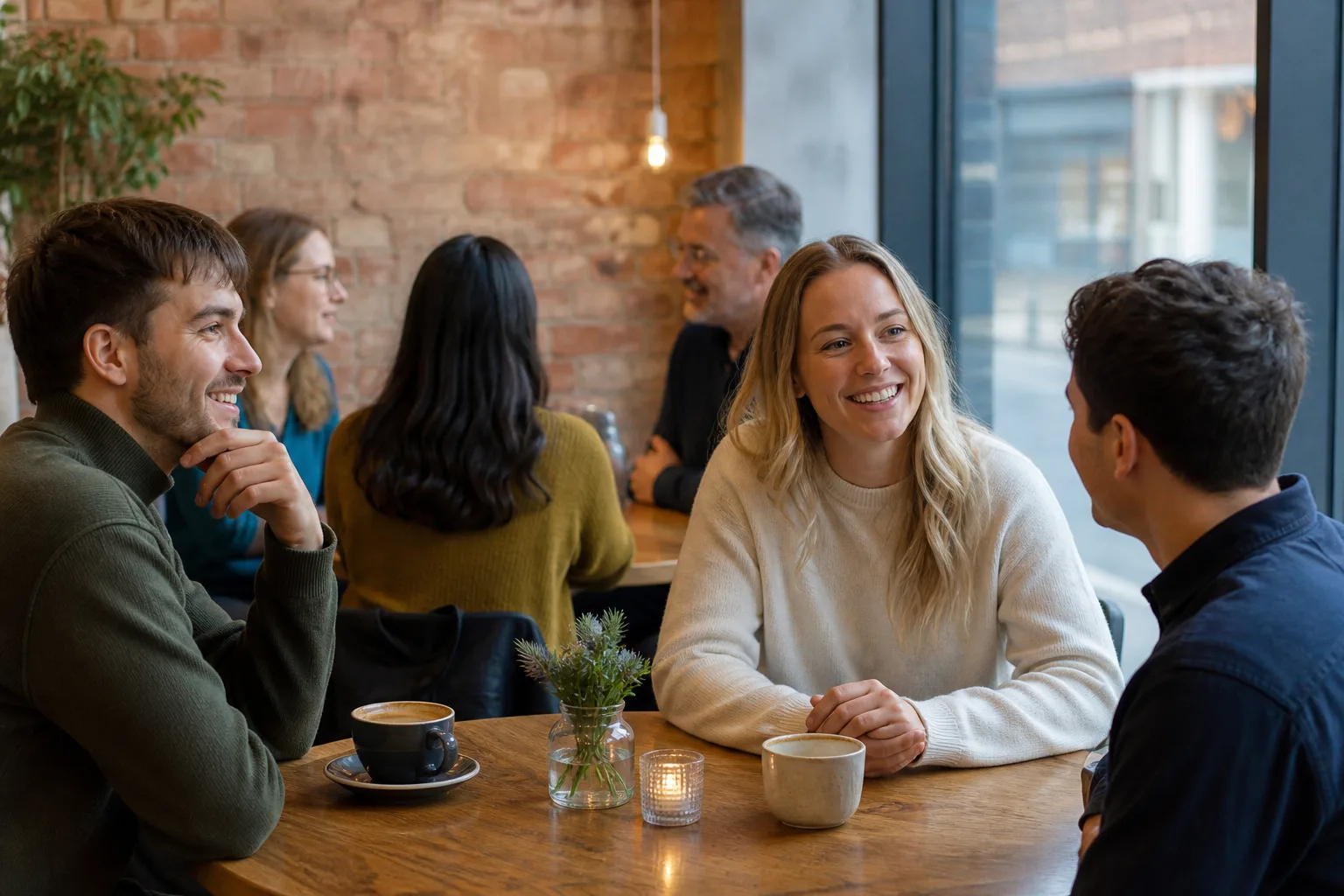 Single people chatting at a relaxed social event in Belfast