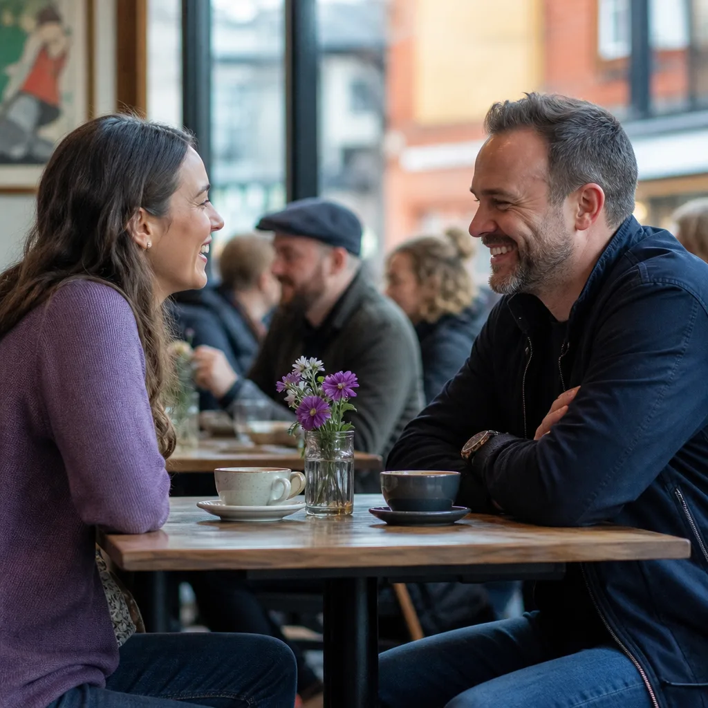 A café table set for two near Belfast city centre