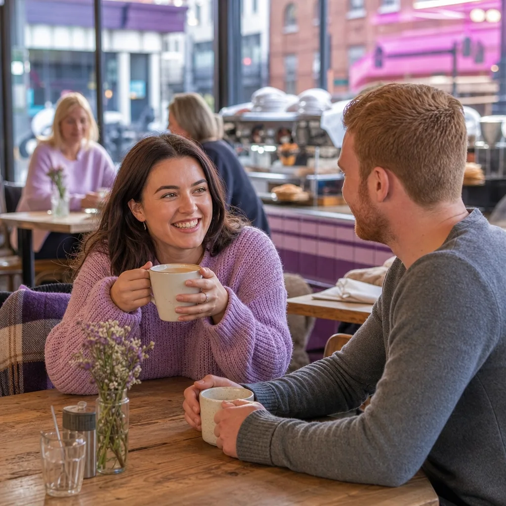 A relaxed daytime coffee meeting at a Belfast café